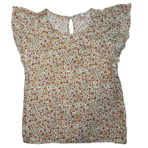 Rose Rhyme Shirt Blouse Size M Multicolor Floral Ruffle Sleeve Cottagecore Boho - Picture 1 of 12